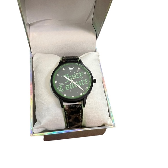 3/$30 🍂Juicy Couture the Black Label Green Leopard Print Watch - Picture 2 of 6